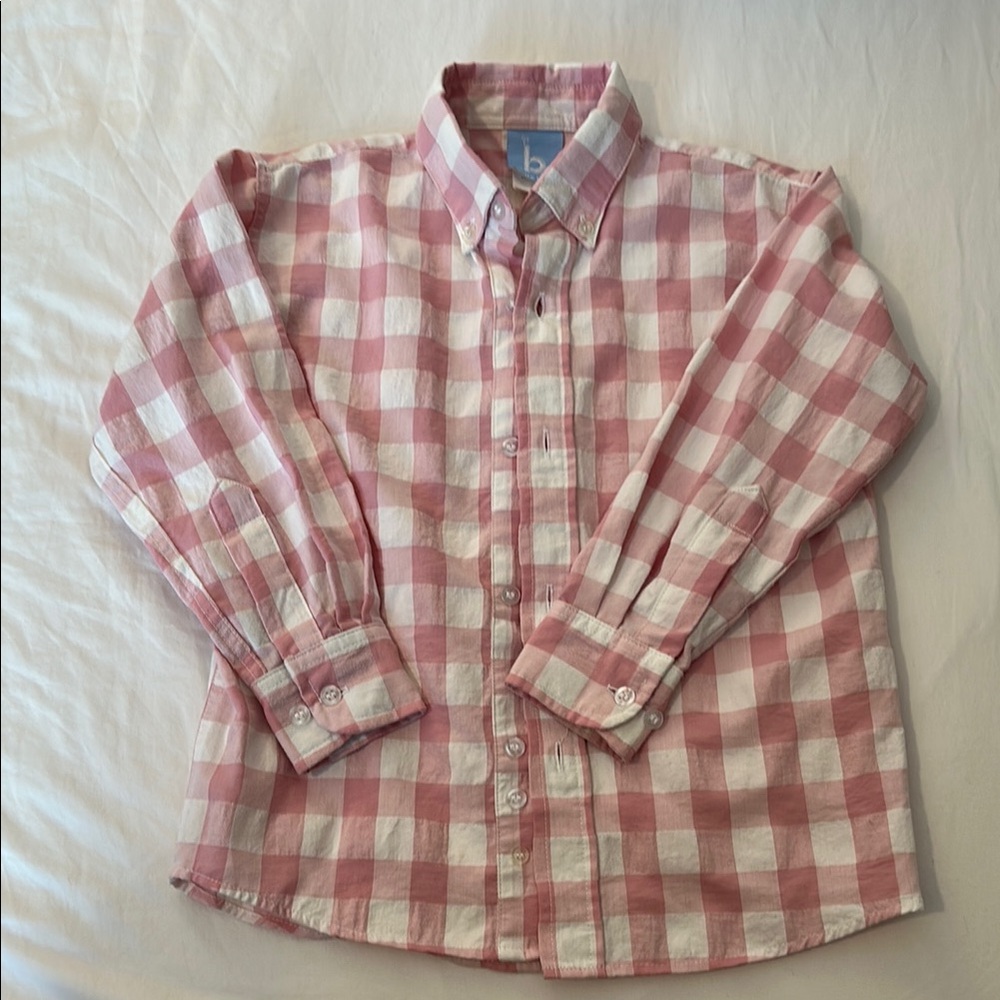 Bella Bliss Boys Pink Check Button Down Shirt